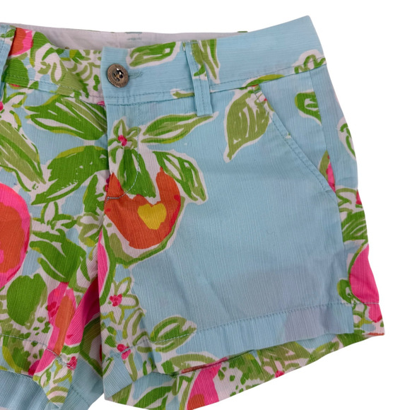 Lilly Pulitzer Callahan Shorts Size 00 Pink Lemonade Pool Blue Pattern Preppy - Picture 3 of 8